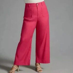 Anthropologie Maeve The Colette Linen Blend Crop Wide-Leg Pants 18W NWT Pink 18